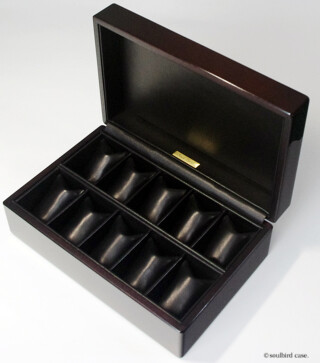 オーク材top木時計ケース 10本仕様　内装仕上げ/フランス産特級ラムレザー黒