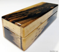 左面 黒柿材 革ベルト2つ折り1本用時計ケース 左面 黒柿材 革ベルト2つ折り1本用時計ケース